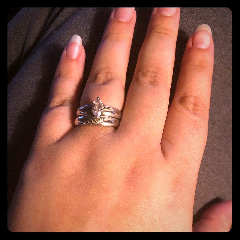 Sterling Silver CZ Diamond-Accent Swirl Bridal Set